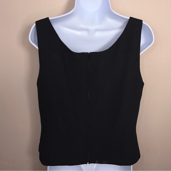 MEDIUM DAVIDS BRIDAL VINTAGE CROPPED BEADED BLACK SLEEVELESS BLOUSE TOP Y2k - Picture 3 of 8
